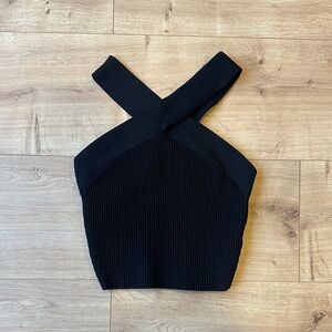 Babaton Criss-Cross Sculpt Knit Cropped Tank